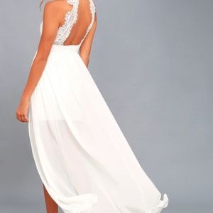 White halter maxi dress with slit
